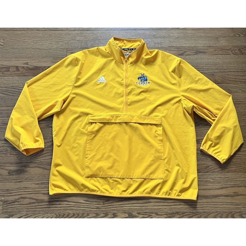 UMKC Roos Kansas City Yellow 1/2 Zip Pullover Jacket TEAM ISSUE Adidas 2XL XXL